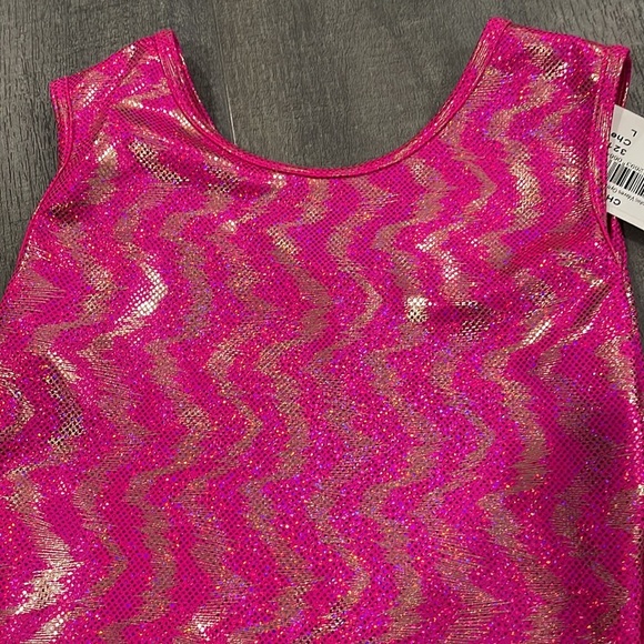 Eurotard Size Large Girls Tank Style STRETCH Leotard NWT Holographic Wave Cherry - Picture 4 of 5